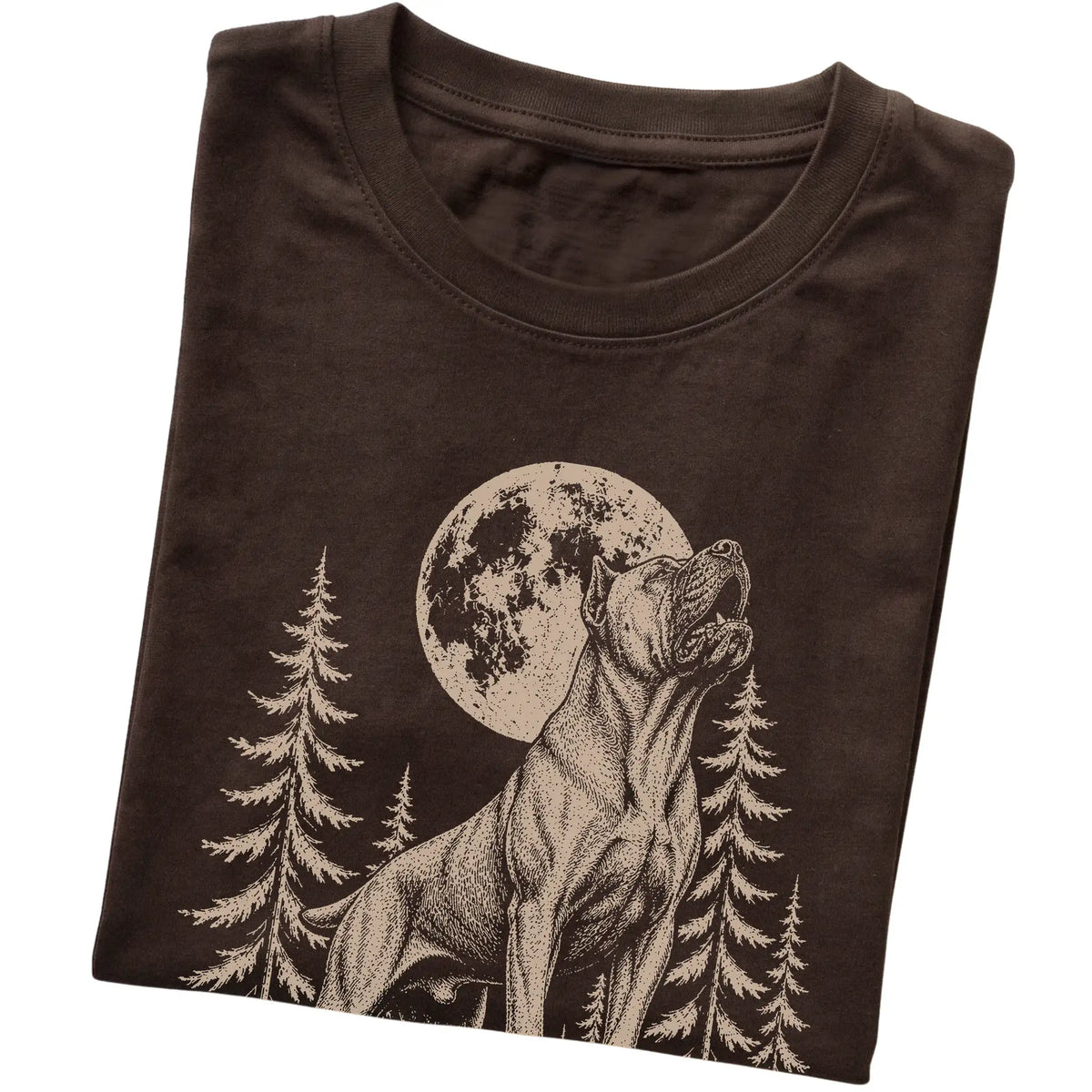 Cane Corso Howling at the Moon softstyle T-shirt in Dark Chocolate