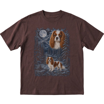 Cavalier King Charles Spaniel Forest Moon T-Shirt in Dark Chocolate