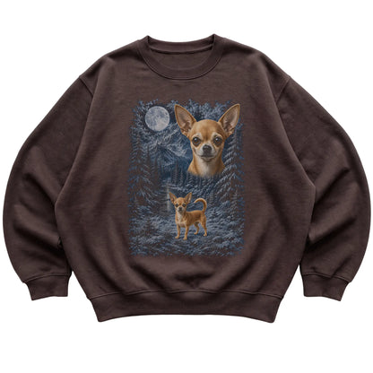 Chihuahua Forest Moon Sweatshirt in Dark Chocolate