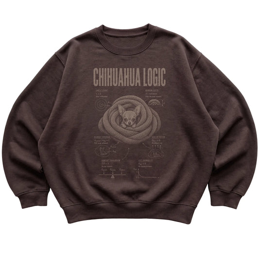 Dark Chocolate Chihuahua Logic T-Shirt laid flat