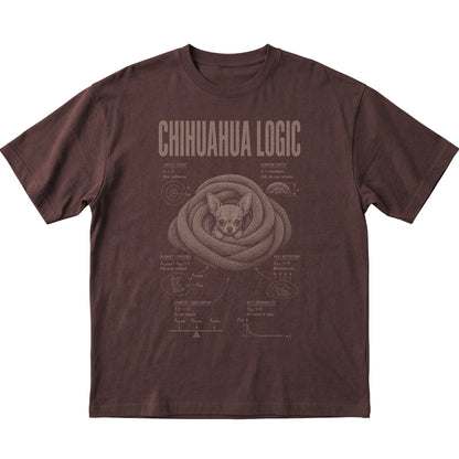 Dark Chocolate Chihuahua Logic T-Shirt laid flat