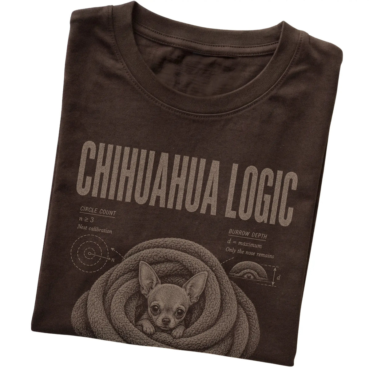 Dark Chocolate Chihuahua Logic T-Shirt folded detail