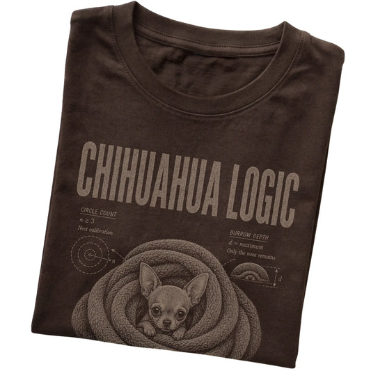 Dark Chocolate Chihuahua Logic T-Shirt folded detail