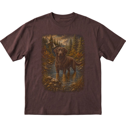 Chocolate Lab Duck Hunting T-Shirt in Dark Chocolate