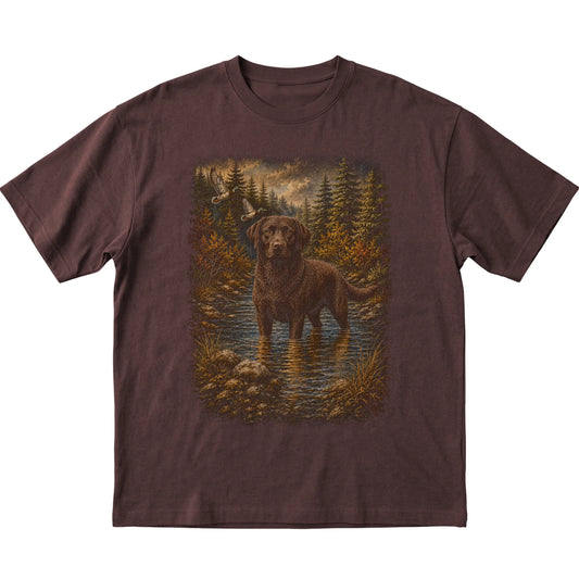 Chocolate Lab Duck Hunting T-Shirt in Dark Chocolate