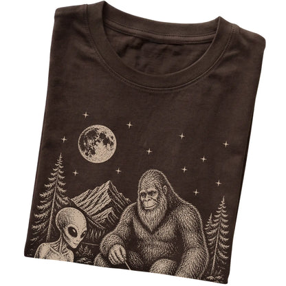 Dark Chocolate Cocker Spaniel Camping with Bigfoot and Alien folded detail view