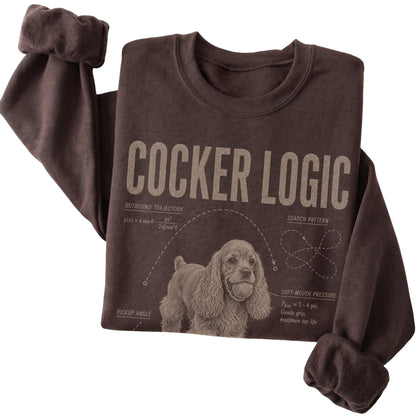 Dark Chocolate Cocker Spaniel Logic sweatshirt folded detail
