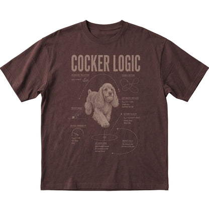 Dark Chocolate Cocker Spaniel Logic T-Shirt laid flat