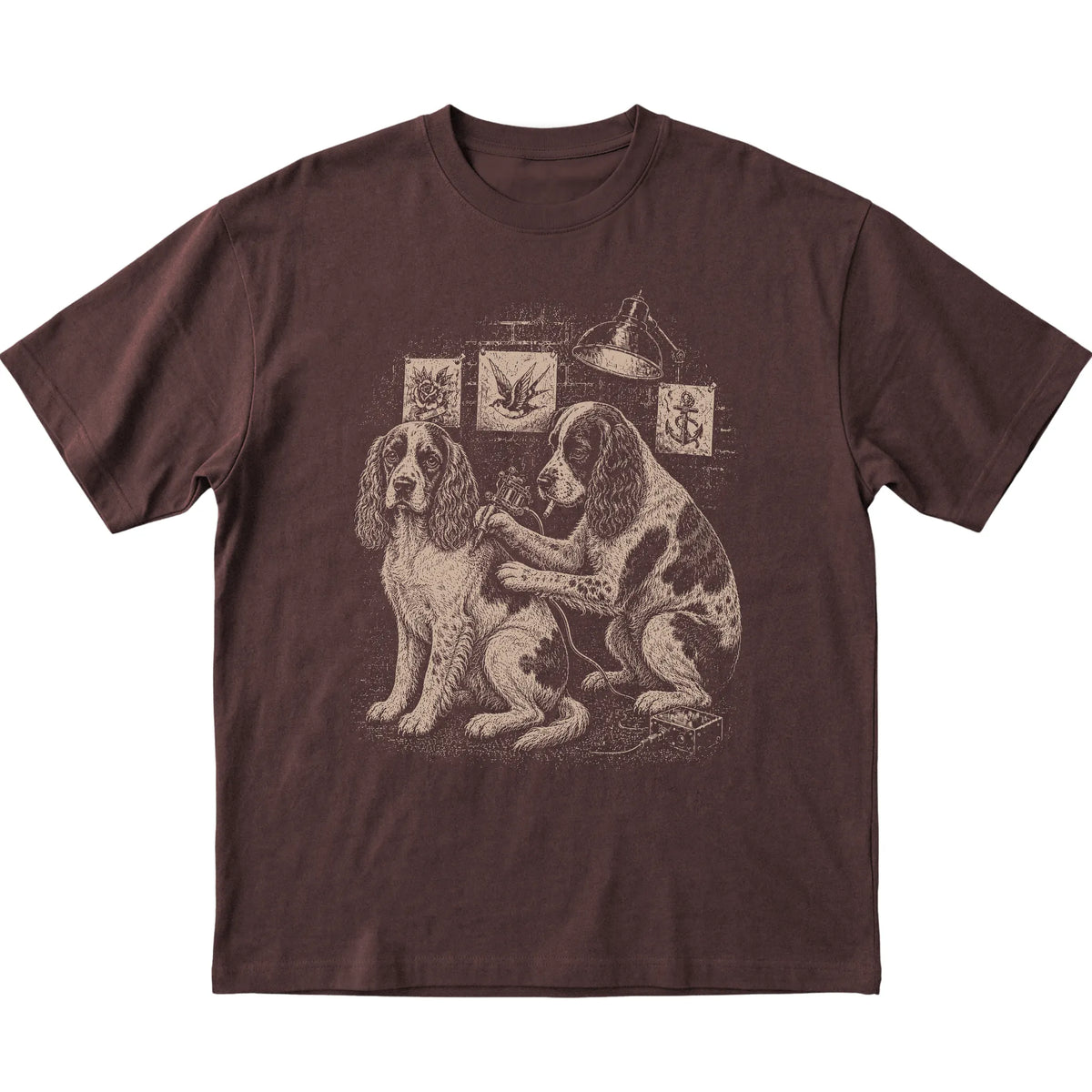 Dark Chocolate Cocker Spaniel Dog Tattoo Artist shirt laid flat