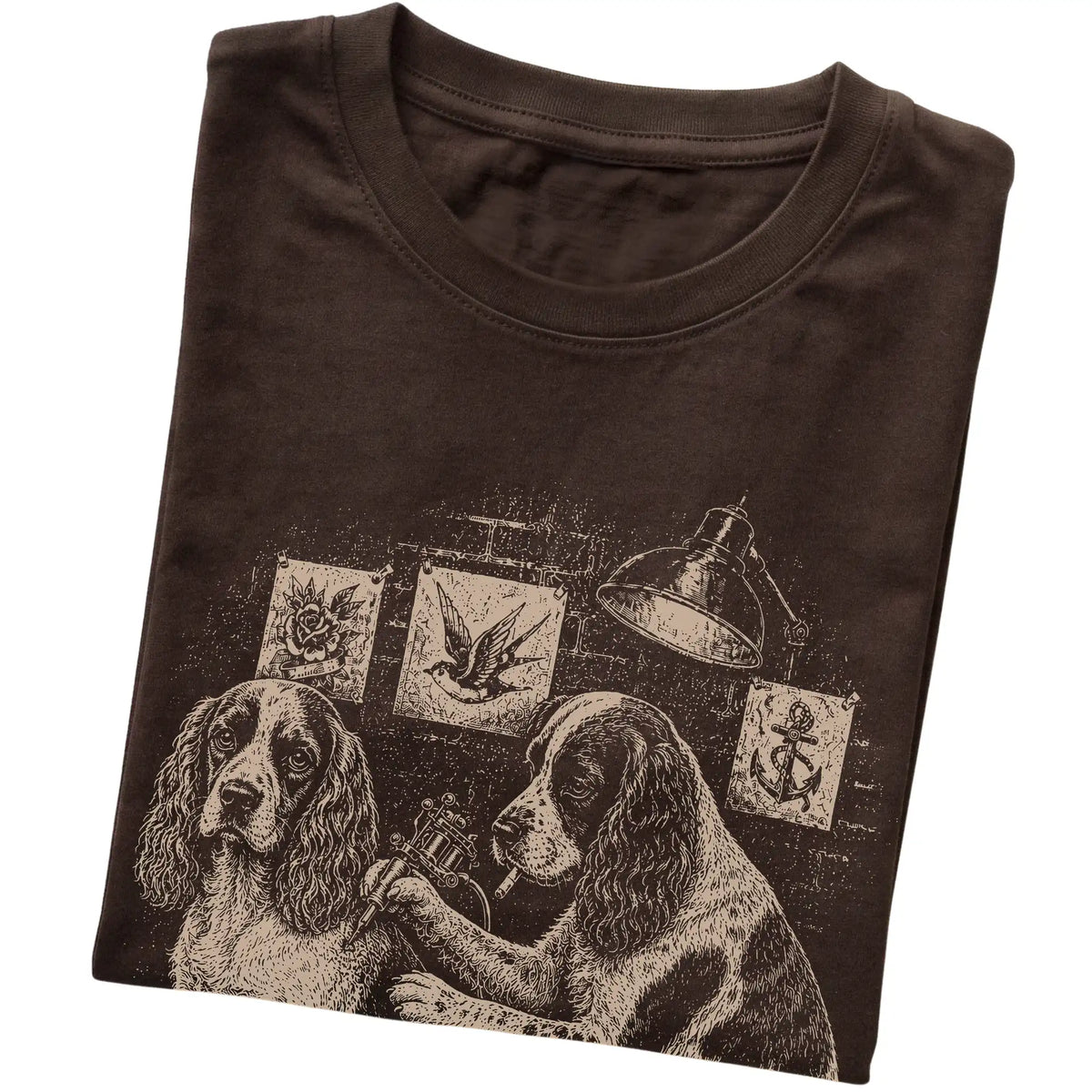 Dark Chocolate Cocker Spaniel Dog Tattoo Artist folded detail view