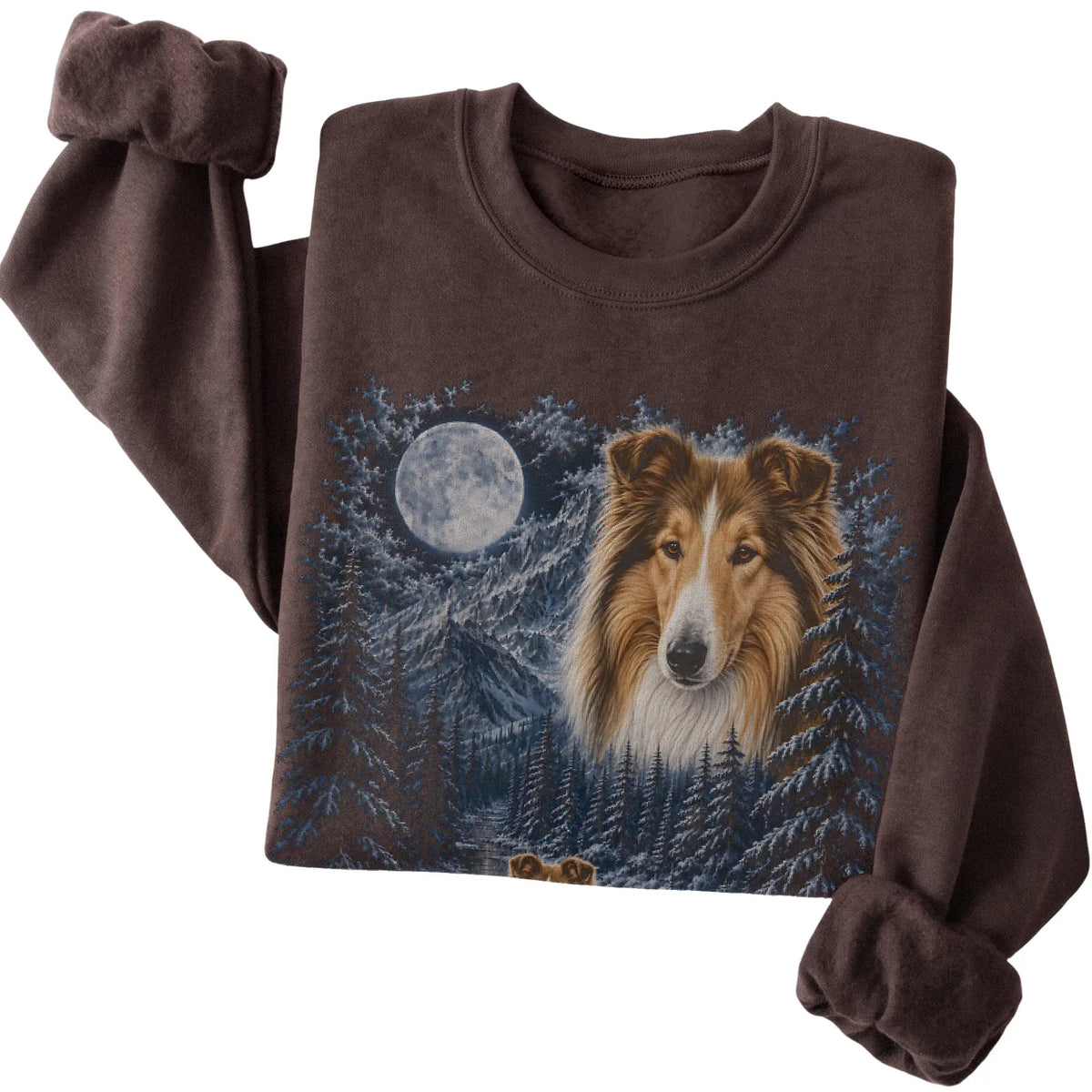 Collie Forest Moon Sweatshirt in Dark Chocolate
