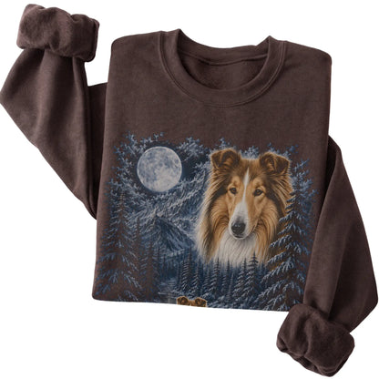 Collie Forest Moon Sweatshirt in Dark Chocolate