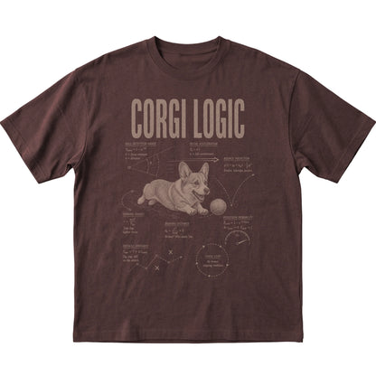 Dark Chocolate Corgi Logic T-Shirt laid flat