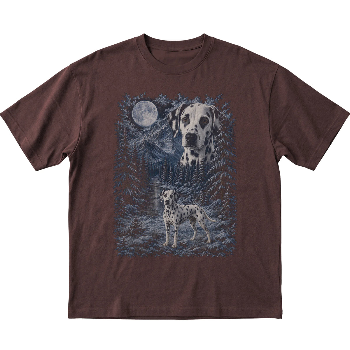 Dalmatian Forest Moon T-Shirt in Dark Chocolate
