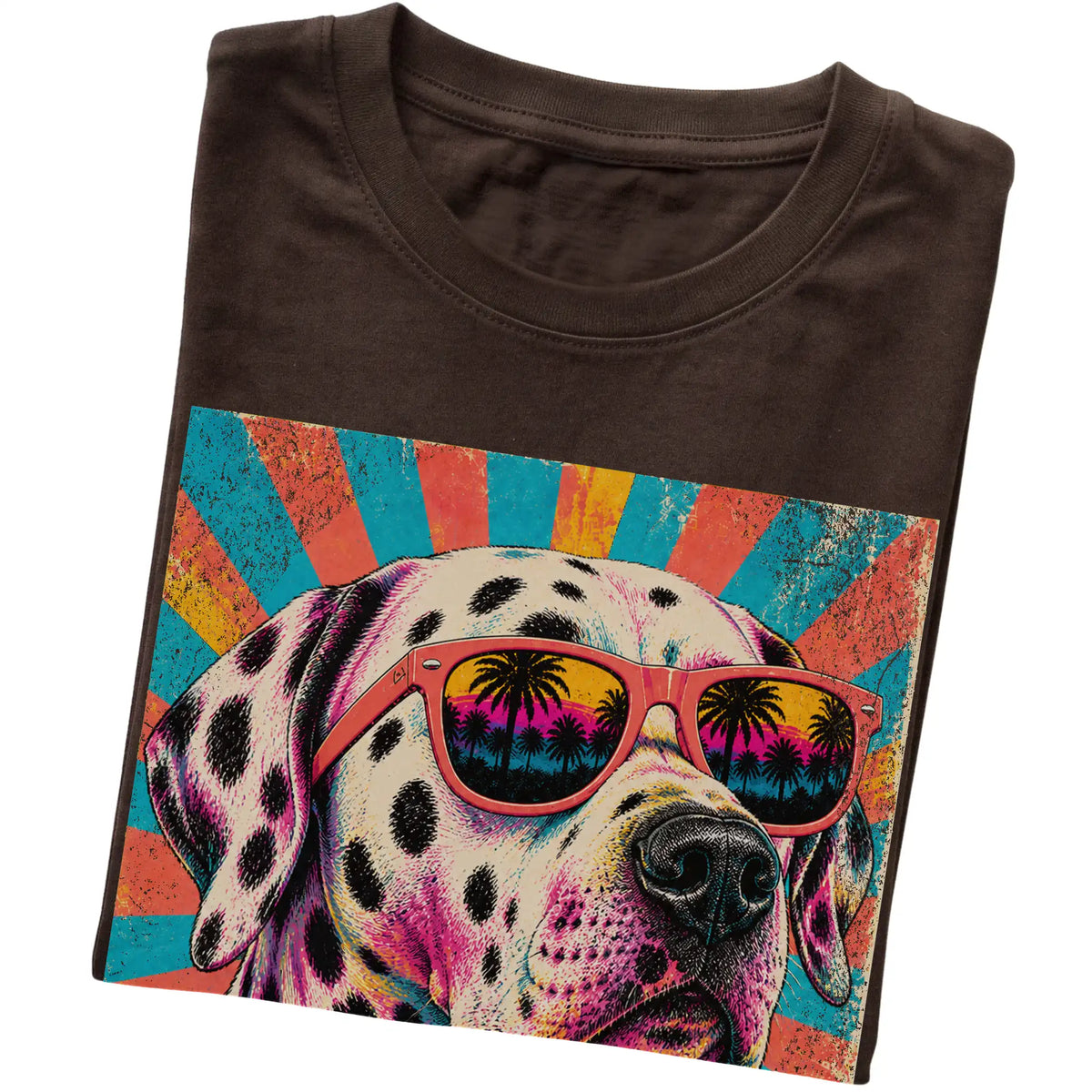 Folded Dark Chocolate softstyle T-shirt with a Retro Dalmatian Mama design