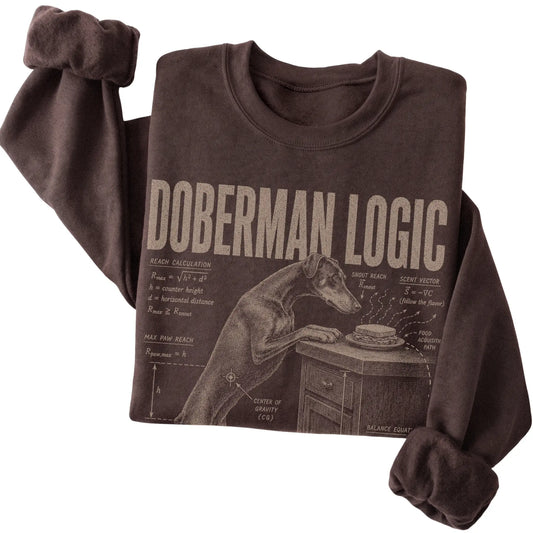 Dark Chocolate Doberman Logic sweatshirt folded detail