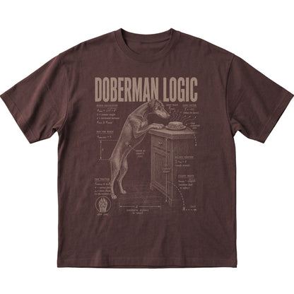 Dark Chocolate Doberman Logic T-Shirt laid flat