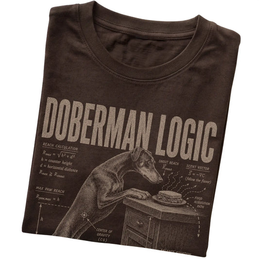 Dark Chocolate Doberman Logic T-Shirt folded detail