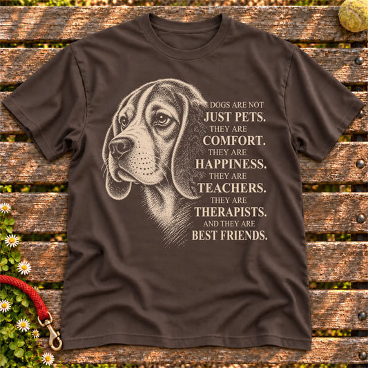 Dogs Are Not Just Pets Beagle text design on a Dark Chocolate softstyle T-shirt