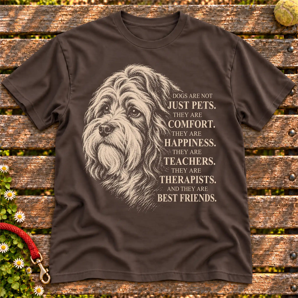Dogs Are Not Just Pets Havanese text design on a Dark Chocolate softstyle T-shirt