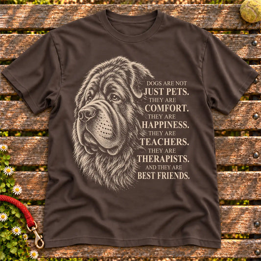 Dogs Are Not Just Pets Newfie text design on a Dark Chocolate softstyle T-shirt