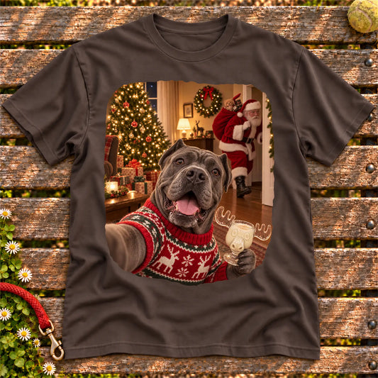 Cane Corso Eggnog Selfie design on a Dark Chocolate Gildan® T-shirt