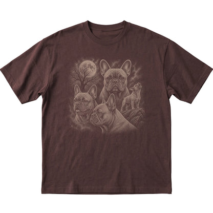 French Bulldog 90s Moon T-Shirt in Dark Chocolate — flat lay