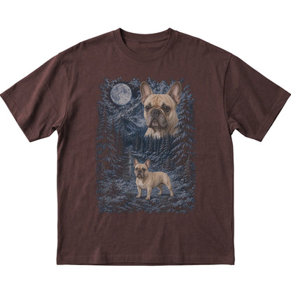French Bulldog Forest Moon T-Shirt in Dark Chocolate