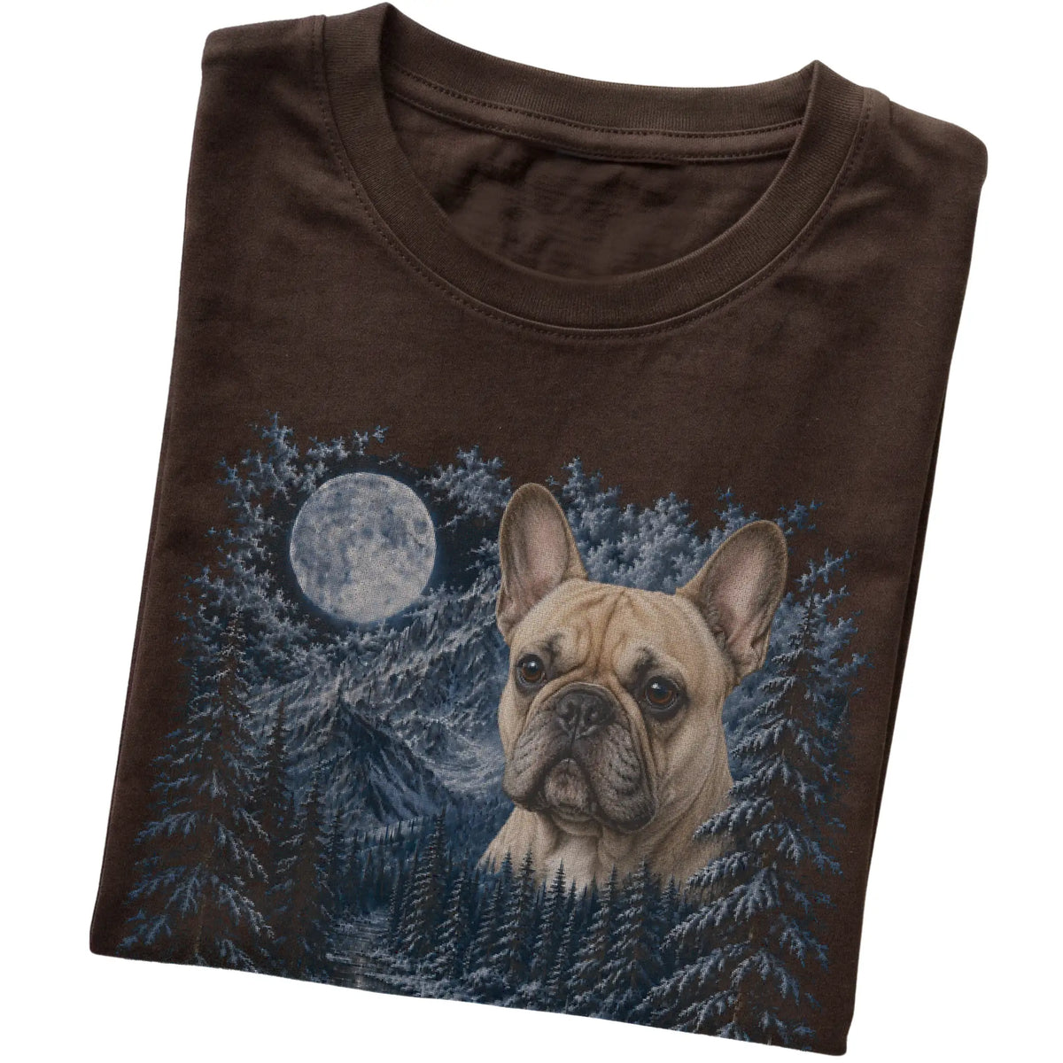 French Bulldog Forest Moon T-Shirt in Dark Chocolate