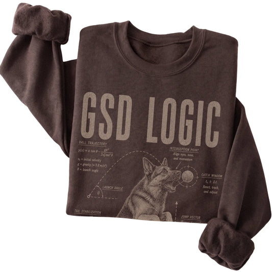 Dark Chocolate German Shepherd Ball Logic sweatshirt folded detail