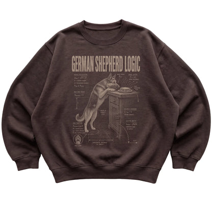 Dark Chocolate German Shepherd Logic sweatshirt laid flat