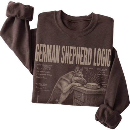 Dark Chocolate German Shepherd Logic sweatshirt folded detail