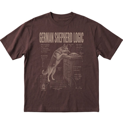 Dark Chocolate German Shepherd Logic T-Shirt laid flat