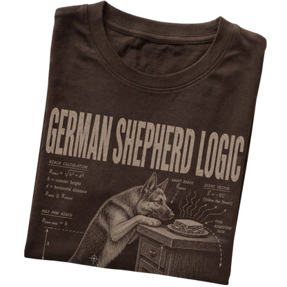 Dark Chocolate German Shepherd Logic T-Shirt folded detail