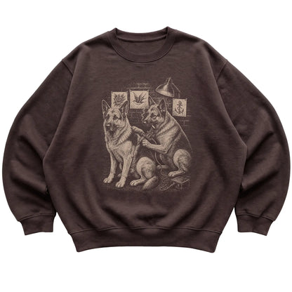 Dark Chocolate German Shepherd Dog Tattoo Artist shirt laid flat