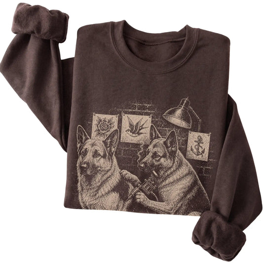 Dark Chocolate German Shepherd Dog Tattoo Artist folded detail view