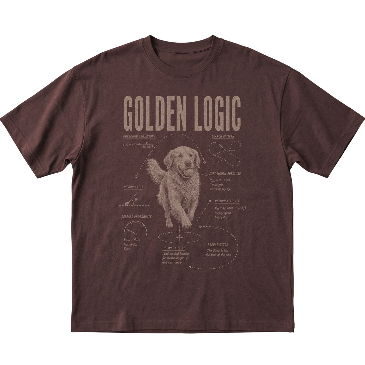 Dark Chocolate Golden Retriever Logic T-Shirt laid flat
