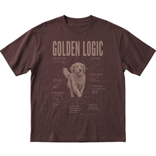 Dark Chocolate Golden Retriever Logic T-Shirt laid flat