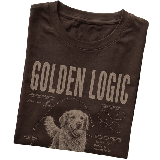 Dark Chocolate Golden Retriever Logic T-Shirt folded detail