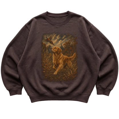 Golden Retriever Pheasant Hunting Sweatshirt in Dark Chocolate