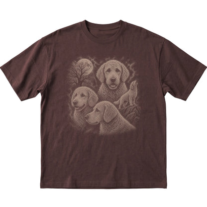 Goldendoodle 90s Moon T-Shirt in Dark Chocolate — flat lay