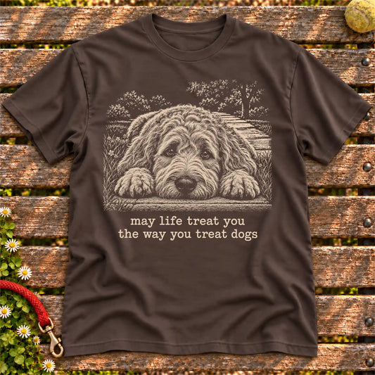 Goldendoodle Karma Softstyle T-shirt in Dark Chocolate