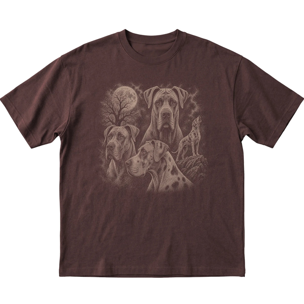 Great Dane 90s Moon T-Shirt in Dark Chocolate — flat lay