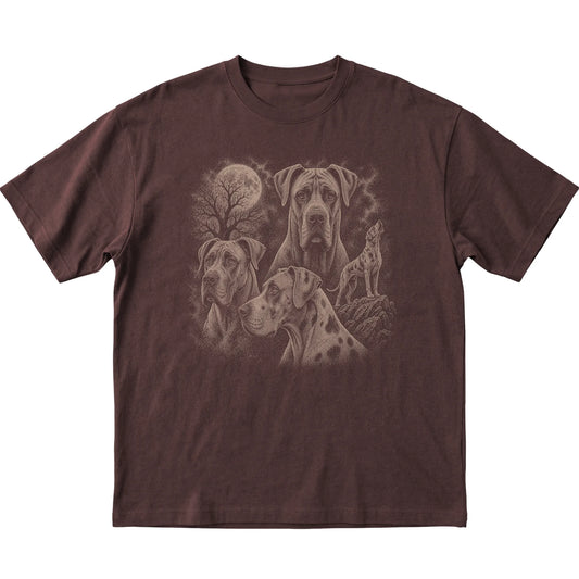 Great Dane 90s Moon T-Shirt in Dark Chocolate — flat lay