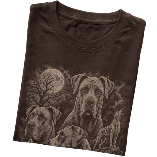 Great Dane 90s Moon T-Shirt in Dark Chocolate — folded detail