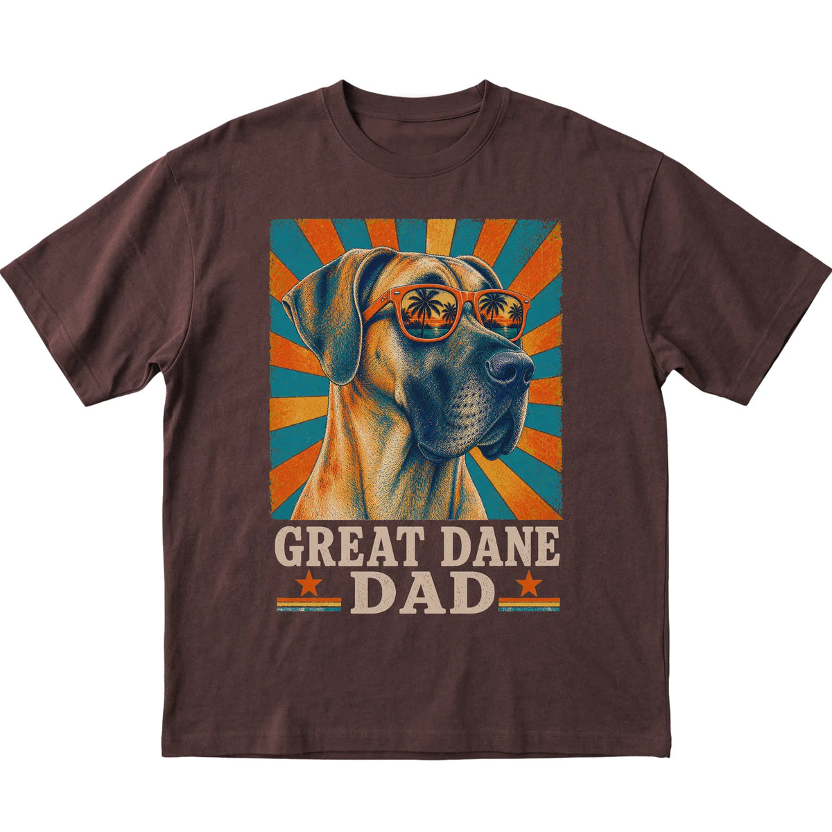 Retro Great Dane Dad design on a Dark Chocolate softstyle T-shirt