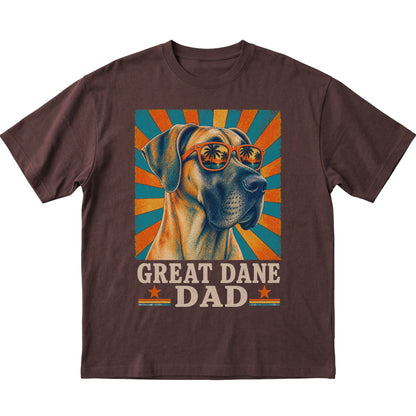 Retro Great Dane Dad design on a Dark Chocolate softstyle T-shirt