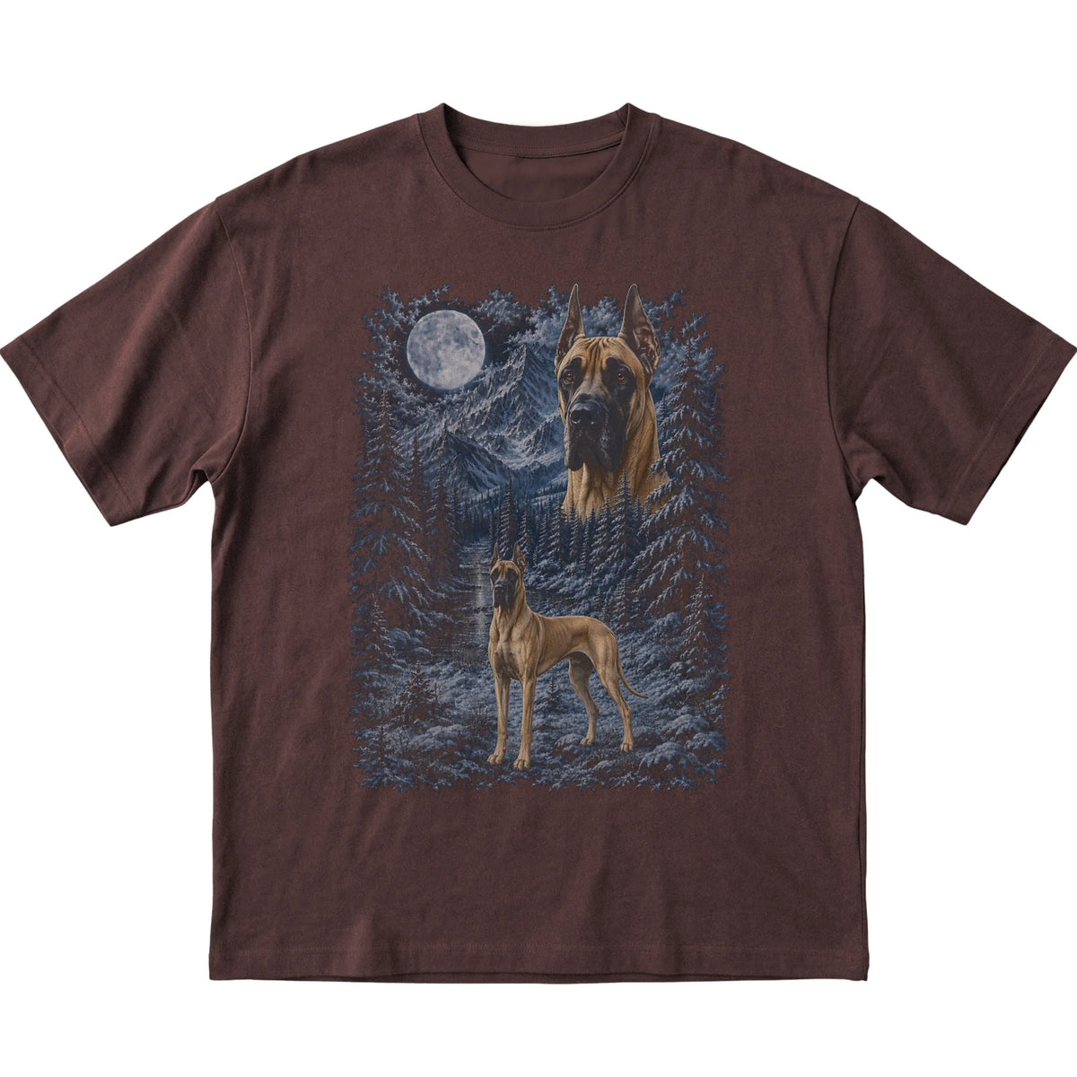 Great Dane Forest Moon T-Shirt in Dark Chocolate