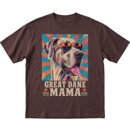 Retro Great Dane Mama design on a Dark Chocolate softstyle T-shirt