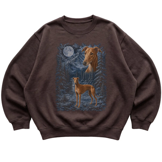 Greyhound Forest Moon Sweatshirt in Dark Chocolate